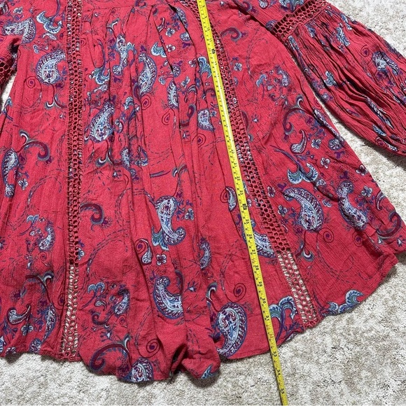 Fre People Paisley Red Women's Top Size XS - Picture 8 of 9